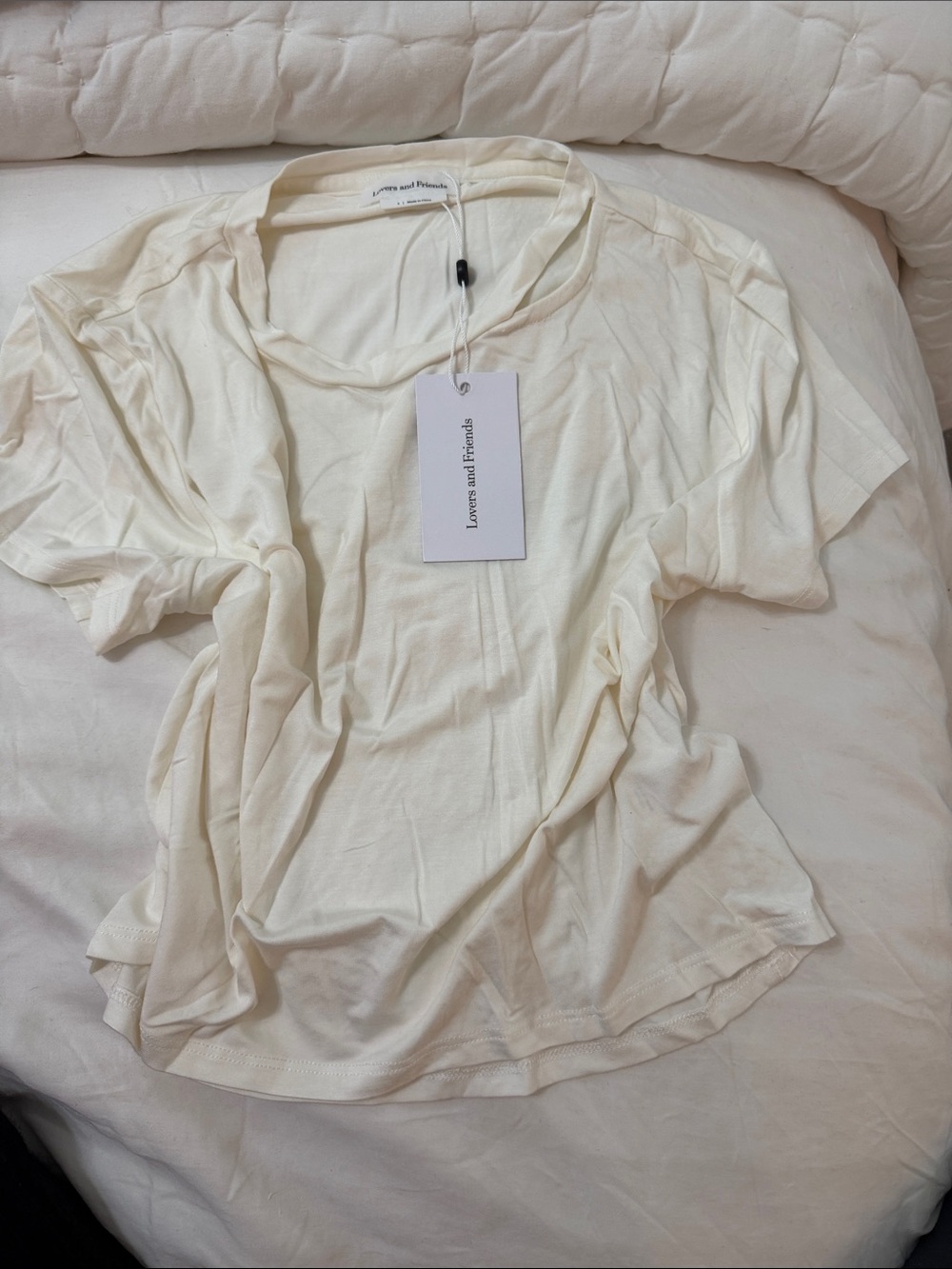 Lovers + Friends Cream Short Sleeve Crew Tee